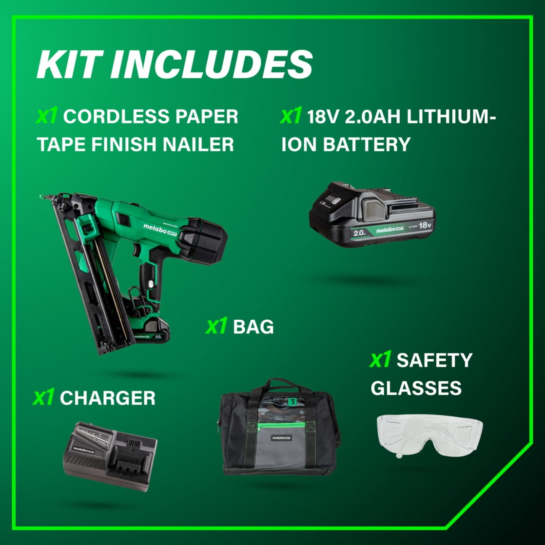 Metabo HPT 18V Cordless Finish Nailer Kit, 15-Ga, NT1865DAA