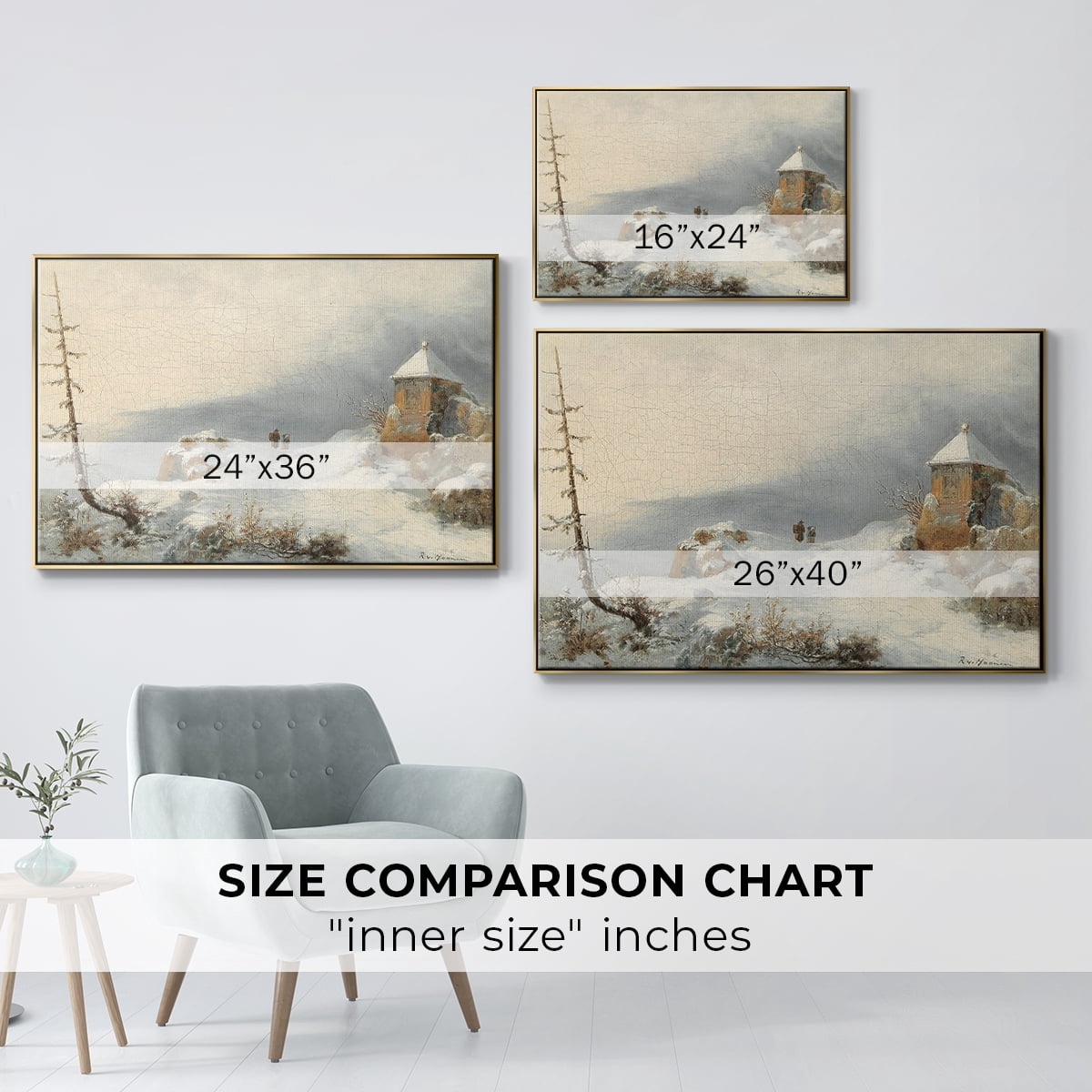 Vintage Landscape-CDIII By Wexford Home Framed in Gold Wood Gallery Wrapped Canvas 25 in. x 37 in.