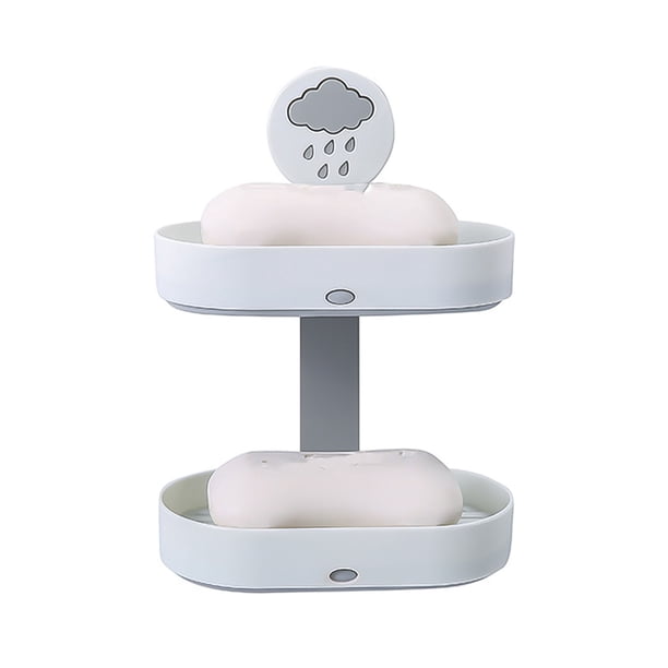 Jabonera De Doble Capa Jabonera Sin Perforaciones Recipiente De Jabón Montado En La Pared Con Borde Liso Para Ducha, Baño, Bañera Y Fregadero De Cocina Desmontable Sin Taladros Serendint HA027641-01