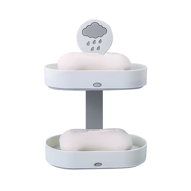 Jabonera De Doble Capa Jabonera Sin Perforaciones Recipiente De Jabón Montado En La Pared Con Borde Liso Para Ducha, Baño, Bañera Y Fregadero De Cocina Desmontable Sin Taladros Advancent HA027641-01