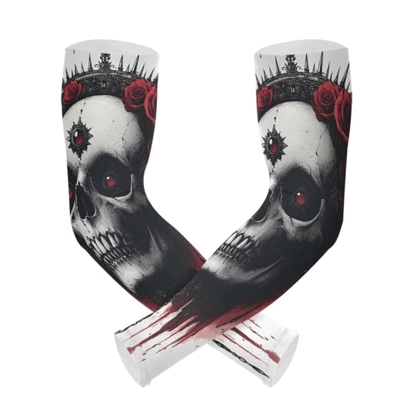 ALAZA Skull Roses Flower UV Sun Protection Arm Sleeves UPF 50 Compression Cooling Sleeve 1 Pair