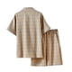 thumbnail image 3 of Pijama de verano para hombre, cárdigan fino, pantalones cortos de manga corta, conjunto de ropa de casa a cuadros, conjunto de pijama holgado para hombre, conjunto de pijama para hombre, 3 of 8