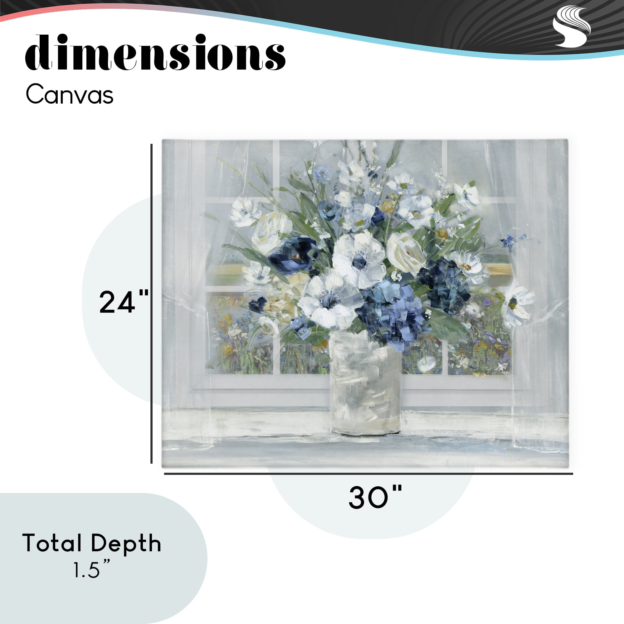 Stupell Industries Blue Hydrangea & Anemone Bouquet Canvas Wall Art, design by Sally Swatland