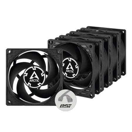 P8 PWM PST (5 Pack) - PC Fans, 80mm Case Fan with PWM Sharing Technology (PST), Pressure-optimised, Quiet Motor, Computer, Fan Speed: 200–3000 RPM - Black