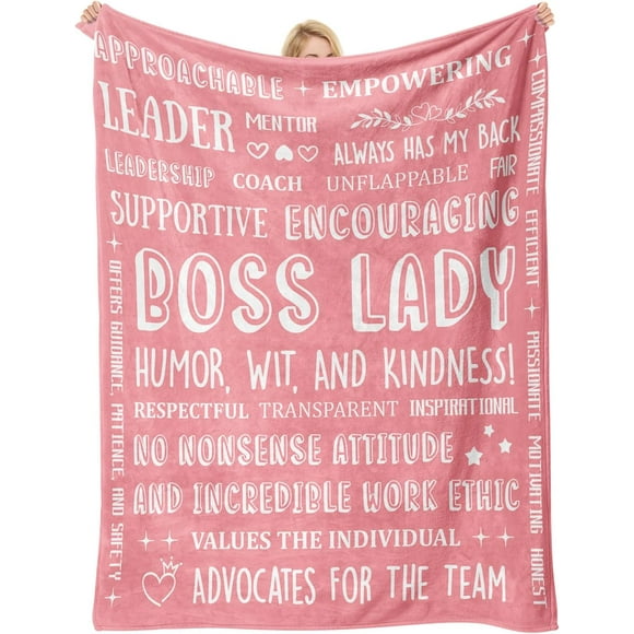 Bosses Day Gifts for Women Gift for Boss Female Birthday Gift for Boss Female Appreciation Gift for Woman Boss for Birthday, Bosses Day, Christmas, Job Promotion BOSS Lady Pink Blanket 60"x80"inch