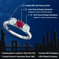 thumbnail image 2 of Gem Stone King 925 Sterling Silver Red Created Ruby and Sky Blue Aquamarine Engagement Ring for Women | 1.60 Cttw | Round 5MM | Gemstone July Birthstone | Size 9, 2 of 6