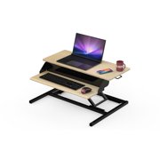 Two-Tier Pneumatic Standing Desk Converter - White Oak