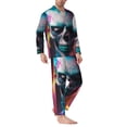 thumbnail image 2 of KLL Modern Abstract Colorful Skull A Sleepwear Mens Flannel Pajamas,Long Cotton Pj Set, 2 of 7