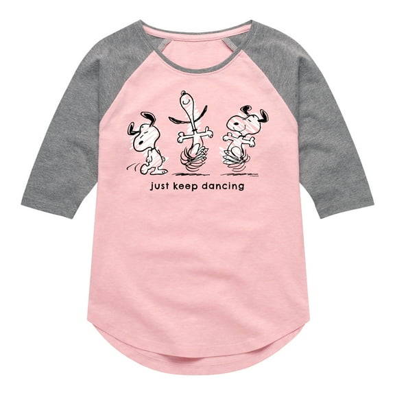 Peanuts - Snoopy Just Keep Dancing - Youth Girls Raglan Tee