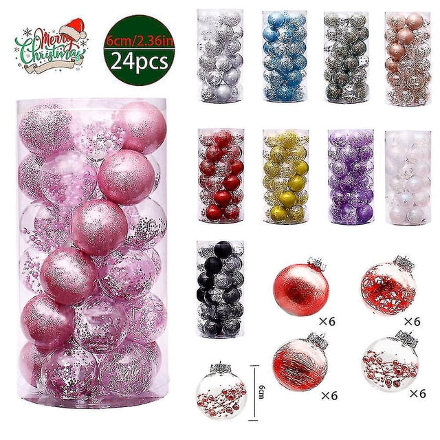 Adorno colgante de bola de árbol de Navidad, 24 Uds./60mm, adorno para fiesta