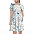 thumbnail image 1 of Fotbe Butterfly Vestido Largo de Moda para Mujer, Vestido Tipo Camiseta con Manga Corta y Estilo Casual a Rayas y Bloques de Color, 1 of 6