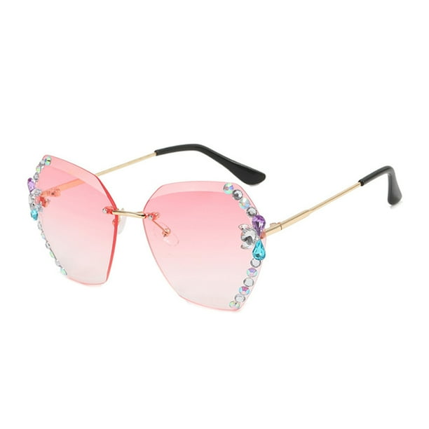 Minnieouse Gafas de sol vintage de moda para mujer Gafas de sol de angulo abierto con almohadilla de nariz de cara redonda Lentes Rosa
