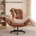 thumbnail image 4 of Hawsaiy Criss Cross Office Chair with Flip-Up Arms, Ergonomic Cross Legged Desk Chair, PU Leather Executive Computer Chair, 135° Reclining Plush Cushion, Pet-Friendly, Brown, 4 of 11