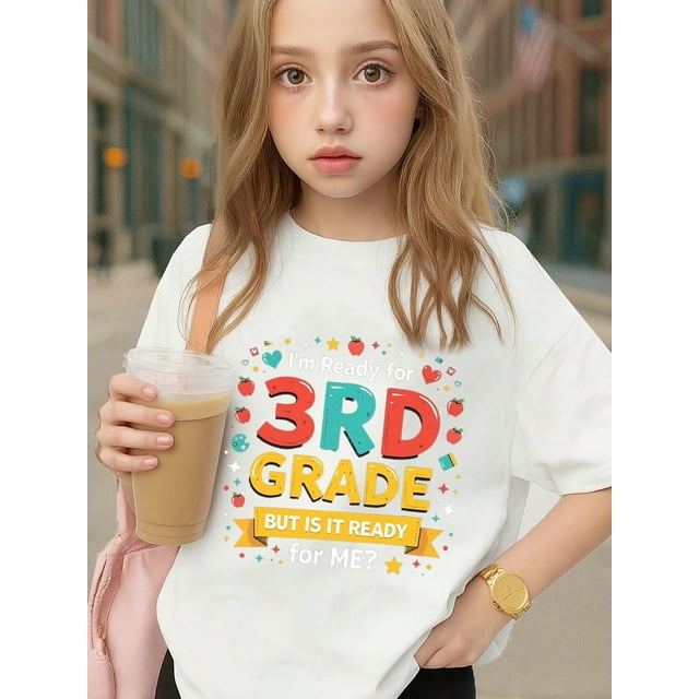 Young Boy's/Girls "Back To School Cotton Graphic Tees, Back To School Clothes Girls, Black Fun Shirt With School Theme, Gift For First Day of School, Playful, Funny, educational" Kids Cloth