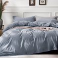 thumbnail image 1 of Cotton Duvet Cover Queen Size Pinstriped Comforter Cover with Button Washed Cotton Breathable Soft Solid Bedding Set Duvet Cover ×in & Pillowcases (NO Comforter), 1 of 8