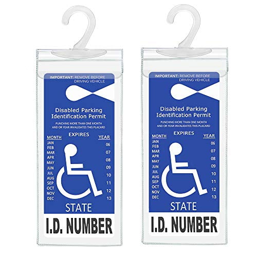 VAGURFO 2 Pcs Handicapped Parking Placard Holder,Disabled Parking Permit Holder Placard Protective with Larger Hook Fit Rearview Mirror 