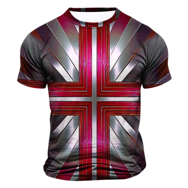 WAENQINLA T-Shirts Graphiques 3D pour Hommes Mode Croix Imprimée Décontractée Manches Courtes Tee Léger Col Rond Muscle Shirt