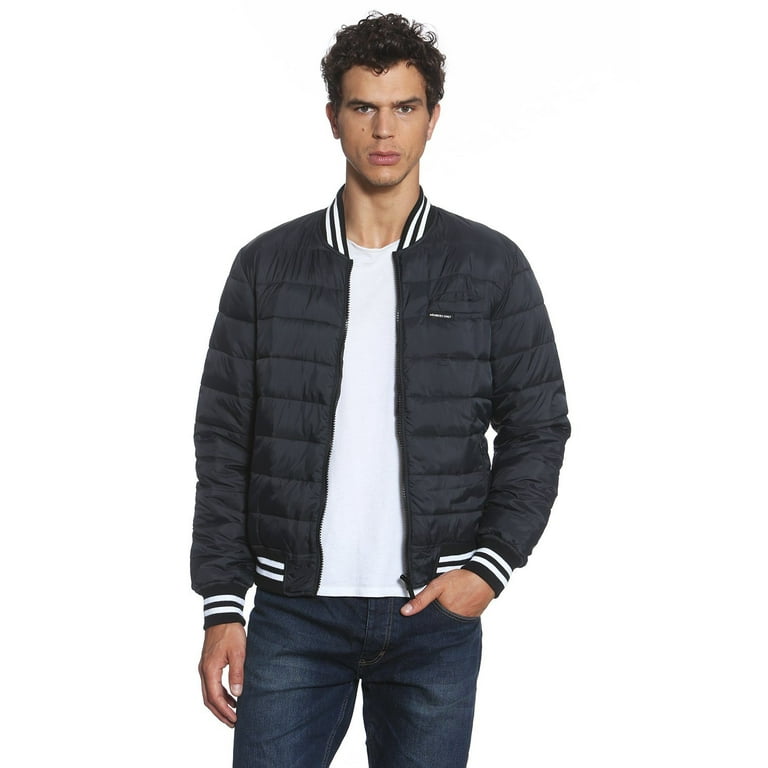 Members Only Men S Varsity Puffer Jacket Charcoal Small
