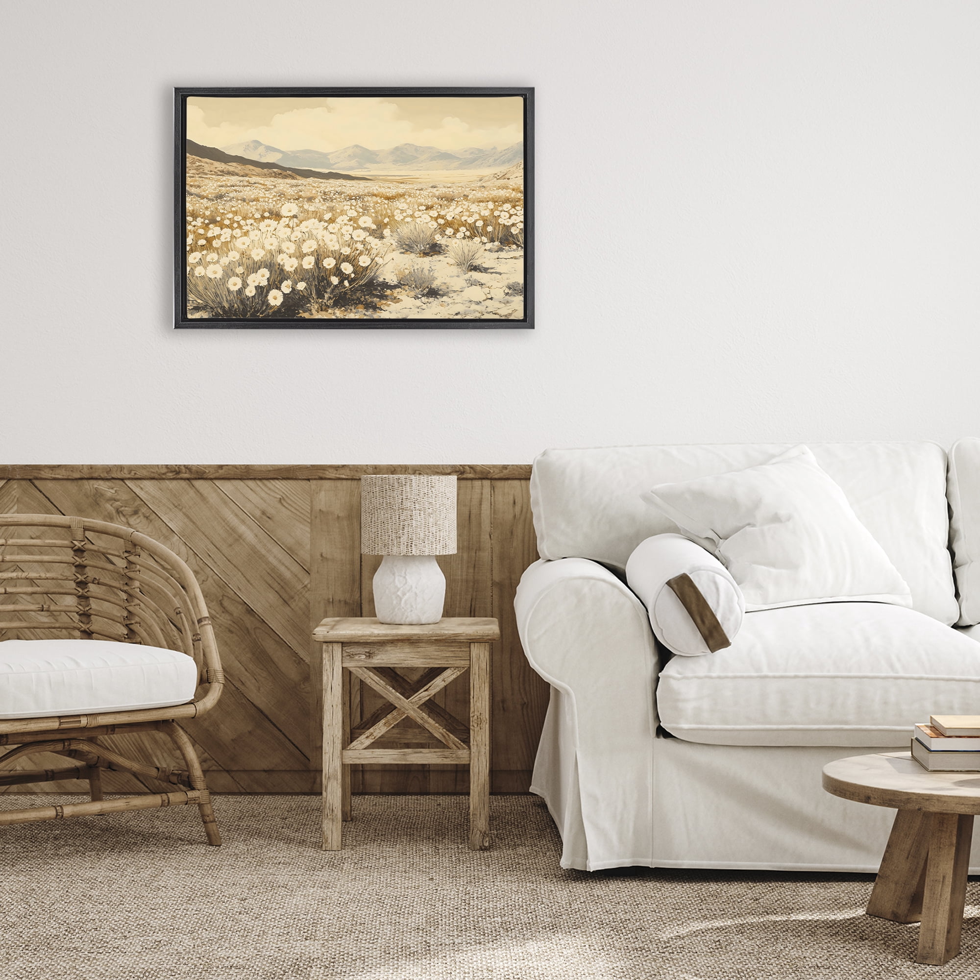 Stupell Industries Desert Wildflowers in Golden Valley Black Framed Floater Canvas Wall Art, design by Franklyn Gregory
