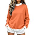 thumbnail image 4 of Women Crewneck Colorblock Sweatshirts Long Sleeve Loose Fit Fall Pullover Teacher Outfits,Faux Layered,Drop Shoulder,Cowboy,Chic Oversized Clothes,Warm Soft,Cozy,Tunic Shirts Fashion Tops Orange, 4 of 6