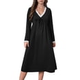 thumbnail image 2 of Qertyioot Women's Home Wear Pajamas Long Sleeved Lace Patchwork Pajamas Plus Size Robes, 2 of 7