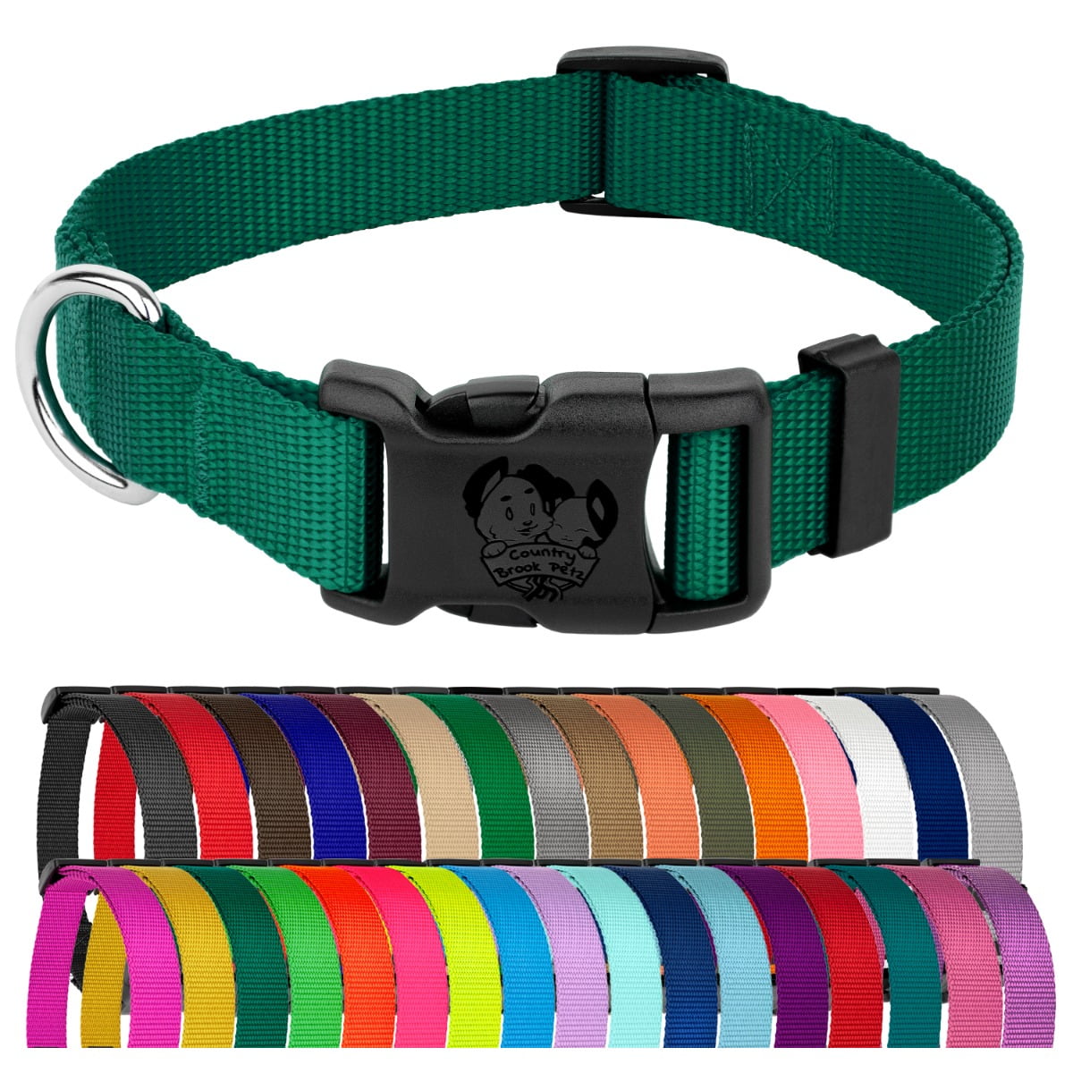 Country Brook Petz American Made Deluxe Green Nylon Dog Collar Medium Walmart