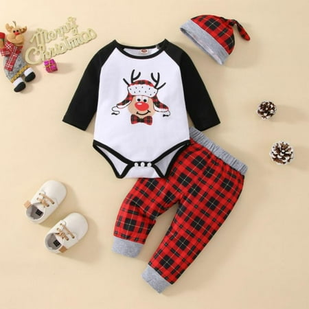 

Promotion!Autumn Casual Kids Boys Clothes Sets Plaid Printed Long Sleeve Hooded Tops Pants 2pcs Christmas Outfits