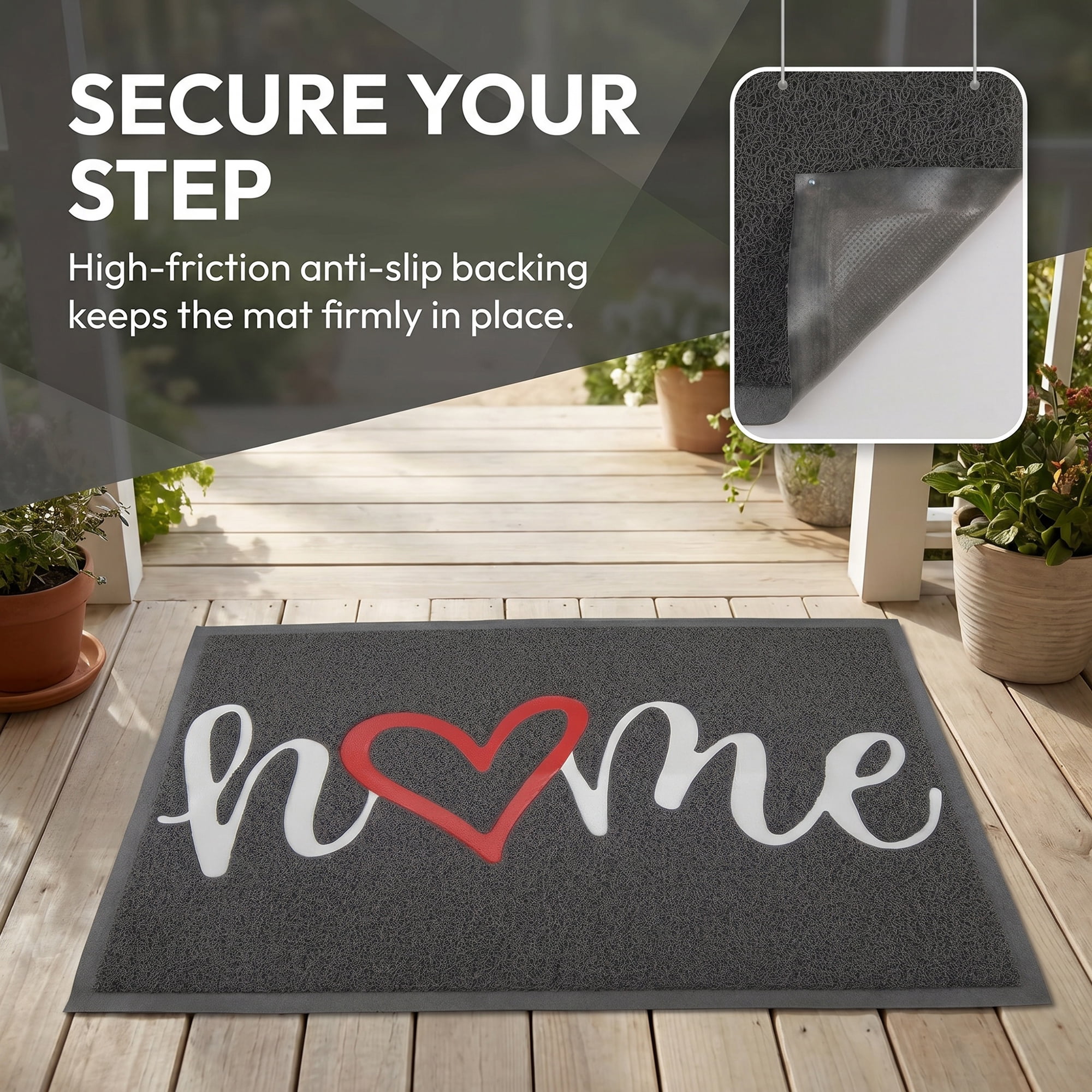 Unique Bargains Non-Slip Waterproof Entryway Low-Profile Scraper Mat Dark Gray 30" x 17"