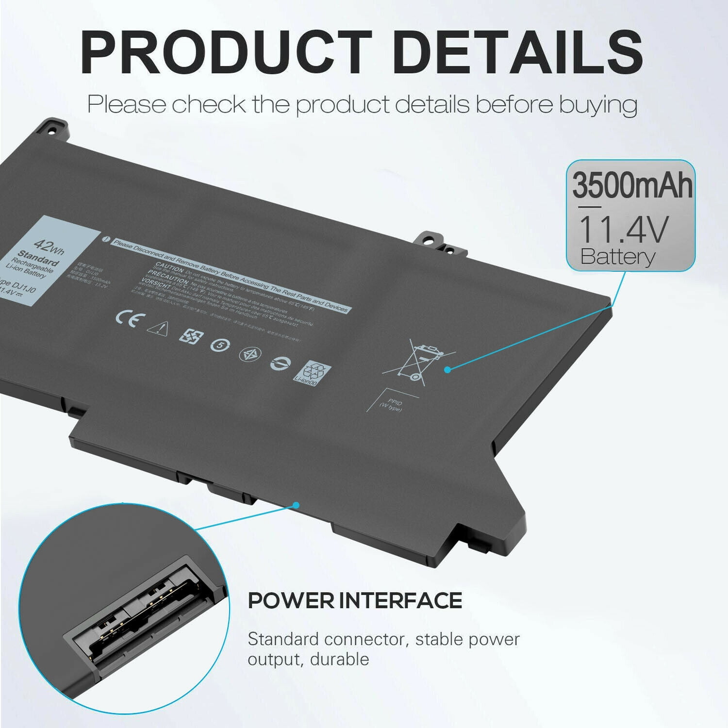 Battery For Dell Latitude 12 7280 7290 13 7380 7390 14 7480 7490