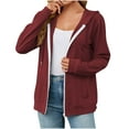 thumbnail image 4 of up to 60% off Gifts Usmixi Sweatshirt Coats for Women Sweater Coats for Women Long Sleeve Winter Lightweight Comfy Knitted Hooded Coats Casual Solid Open Front Zipper Pocket Girls Jackets, 4 of 6