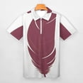 thumbnail image 3 of Garnet And Gold Feather Pattern Men Zipper T-shirt Summer Casual Short Sleeve T-shirt Top, 3 of 7