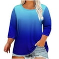 thumbnail image 1 of Birdeem T-Shirts Grande Taille pour Femmes T-Shirts Grande Taille Imprimés Col Rond Manches Trois Quarts T-Shirts Manches 3/4 T-Shirts Amples Grande Taille pour Femmes, 1 of 4