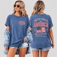 thumbnail image 2 of VibeNest Studio Unisex United States of America 1776 Land of the Free Vintage Patriotic Front Back Garment Dyed T-Shirt, 2 of 7
