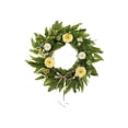 thumbnail image 2 of 22 Inch 3D Faux Daisy Wreath - With 3D Faux Fern Leaves, Natural Greenery, For Home Wall & Door Decor, Spring Summer Seasonal Hanging Accent - For Indoor Outdoor Living Room,, 2 of 7