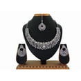 thumbnail image 5 of PARSHWA CREATIONS Silver Rhinestone Choker Necklace, Earrings, Tikka Set, 5 of 5