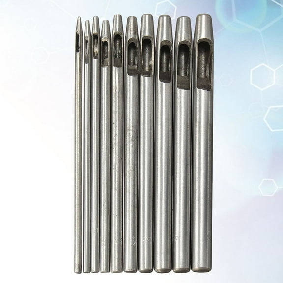 Masteelf Metal Leather Punch Tool Set for Crafting with Durable Steel 10pcs Silver