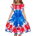 thumbnail image 2 of SGFCWSX Girls Summer Dresses 4th of July American Flag Patriotic Ruffle Sleeve Casual Tiered A-Line Kids Dress Multicolor Size 7-8 Years, 2 of 8