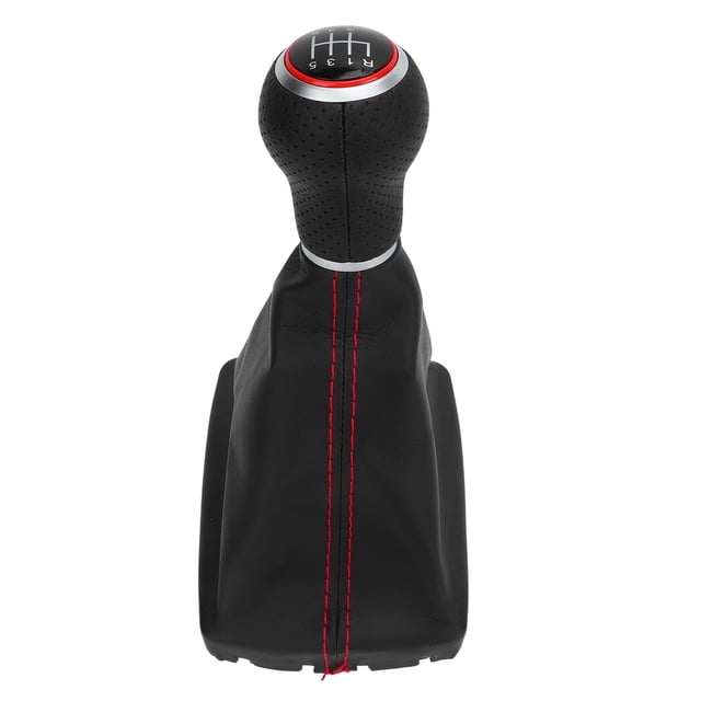 Gear Handball, Comfortable Better Grip Decorative Ergonomic White Lettering Colorfast 6 Speed Shifter Knob For LHD Vehicles Red Ring