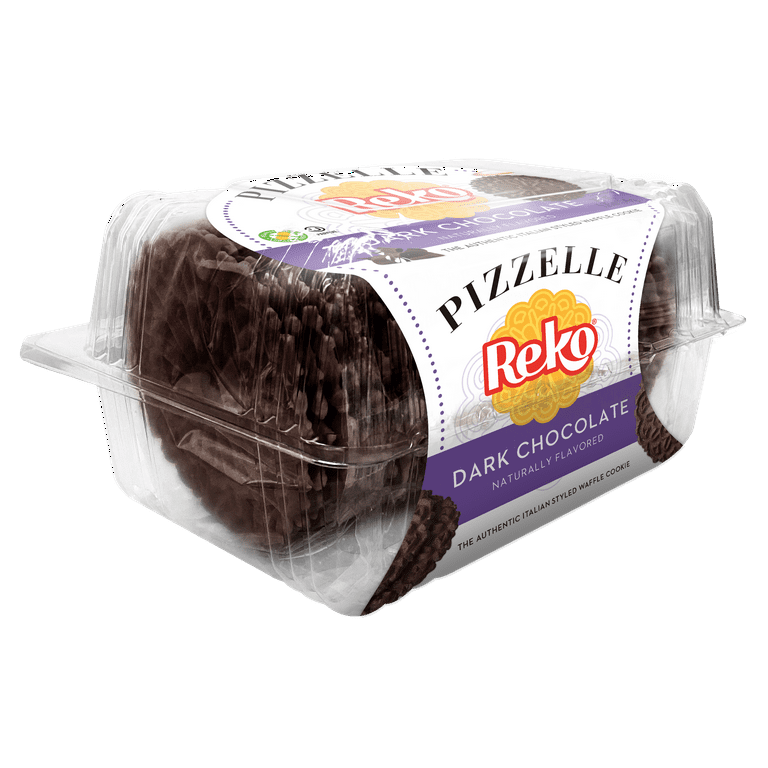 2 pack) Reko Pizzelle Dark Chocolate, Italian Style Waffle Cookies