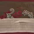 thumbnail image 4 of Chezmoi Collection Alana 7-Piece Bed in a Bag Comforter Set with Sheets, Embroidered Floral Luxury Leaves Burgundy/Taupe/Brown Lightweight All Season Bedding, Full, 4 of 9