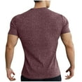 thumbnail image 4 of YLSDY Mens Casual Short Sleeve Lightweight T-Shirt Slim Fit Knit Crew Neck Stretch Ribbed Undershirts for Men Summer Tops Red M, 4 of 4