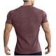 thumbnail image 4 of pstuiky camisetas de hombre, Camisa informal de manga corta con botones y cuello vuelto de color liso para hombre camisetas de hombre m, 4 of 4