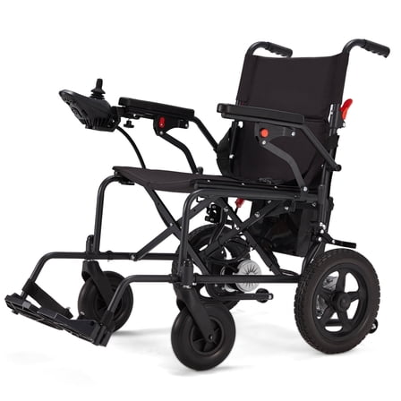 EROMMY 24V Foldable Electric Wheelchair, All-Terrain Motorized Wheelchair with 500W Dual Motor, Black
