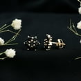 thumbnail image 3 of Rosec Jewels 1.25 CT Black Spinel Floral Cluster Stud Earrings, 10K Yellow Gold, 3 of 7