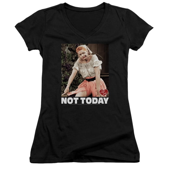 I Love Lucy Not Today Junior Women's T-Shirt V-Neck Black