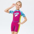thumbnail image 4 of Naiovety Bañador de una pieza para niños de 2,5 MM, traje de baño de manga corta con protección solar para mantener el calor, traje de Surf para Deportes acuáticos rojo púrpura L, 4 of 6