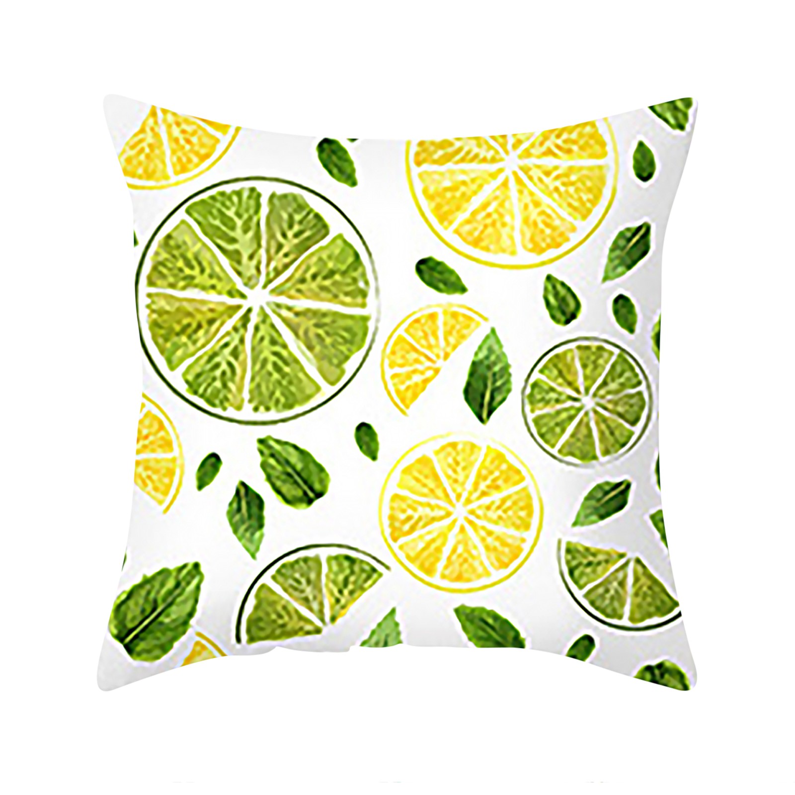Vegan Silk Pillowcase Lemon Summer Home Sofa Cover Decorative Cushion