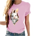 thumbnail image 4 of Tops de Cuello Alto para las Mujeres Amante Impreso Camiseta Cuello Redondo Manga Corta, Poliéster Spandex, 4 of 6