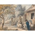 thumbnail image 2 of James Moore 14x11 Black Ornate Wood Framed Double Matted Museum Art Print Titled: The Artist Sketching Mlle. De St. Legier as a Shepherdess (1787), 2 of 5