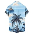 thumbnail image 5 of Handshe Men's Hawaiian Print Short Sleeve Shirt, Button-Down Camp Collar Shirt with Floral Patterns, Casual Linen Blend Shirt for Beach Vacation and Summer Outings, 5 of 6
